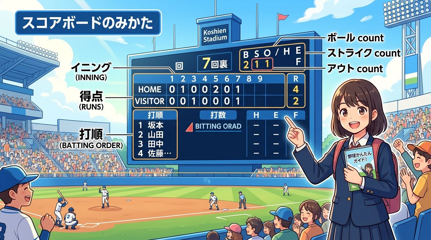 野球のスコアボードの見方を初心者向けに完全解説!数字の意味が分かれば10倍楽しい