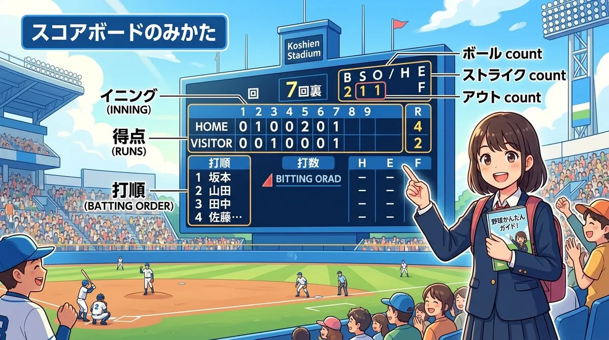 野球のスコアボードの見方を初心者向けに完全解説！数字の意味が分かれば10倍楽しい